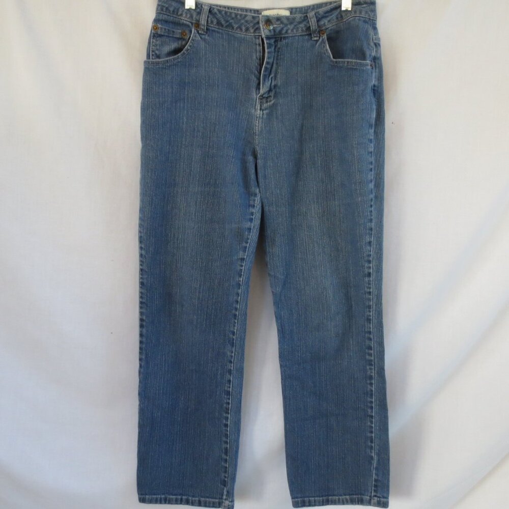 St John's Bay Medium Wash Stretch Classic Straight Leg Relaxed Fit Mom Jeans 10P